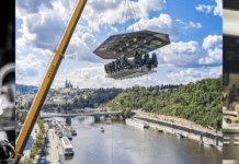 Vzhůru do oblak s Patrikem Bečvářem. Dinner in the Sky v nové lokaci Patrik Bečvář a večeře v oblacích